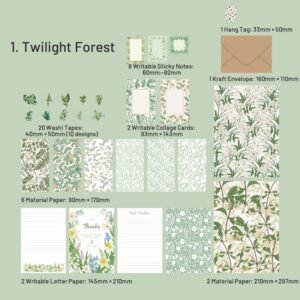 forest letters series vintage hand painted plant paper pack sku 1