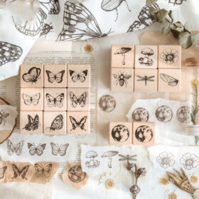 Forest Specimen Theme Wood Rubber Stamp