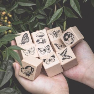 forest specimen theme wood rubber stamp b3