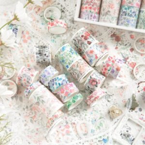 four seasons garden series vintage floral tape set b5