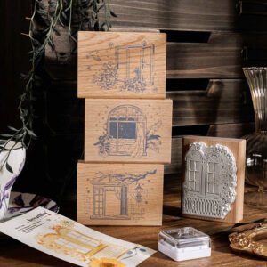 Four Seasons Window Scenery Wood Rubber Stamps