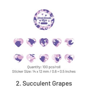 fruit sweets series heartshape rolled washi stickers sku 2