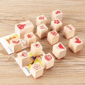 Fun Lifestyle Patterns Wooden Rubber Stamp Set