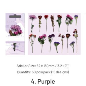 gentle bliss series retro plant flower stickers sku 4