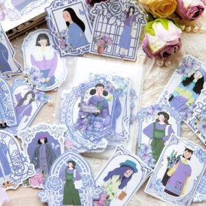 girl in mirror frame washi stickers b