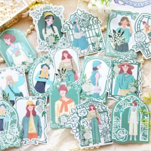girl in mirror frame washi stickers b3