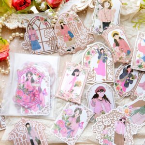 girl in mirror frame washi stickers b6