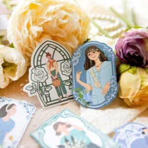girl in mirror frame washi stickers c2