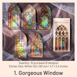 glazed window series vintage glass window pet stickers sku 1