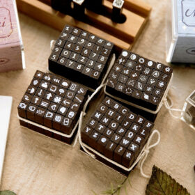 Glitter Daily Series Mini Wooden Rubber Stamp Set