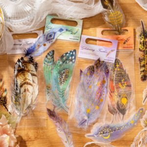 glitter feather large size foil stamping feather pet sticker b3