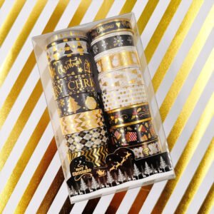 gold foil christmas washi tape set 18 rolls a2