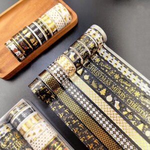 gold foil christmas washi tape set 18 rolls b