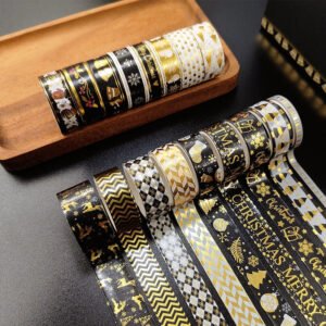 gold foil christmas washi tape set 18 rolls b2