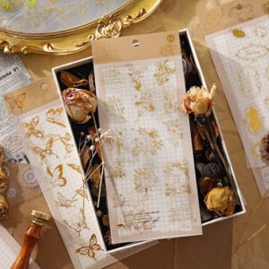 gold foil vinyl stickers music bottle words flower whale magic butterfly b2