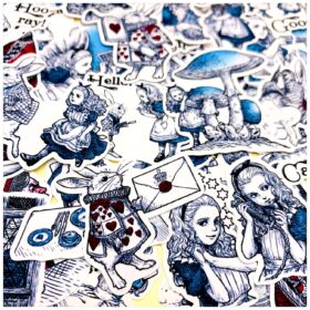 Alice in Wonderland Vintage Engraving Style Decorative Washi Stickers(40 pcs)