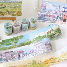 Cartoon Scenery Washi Tape - Seaside, Street, Farm, Manor
