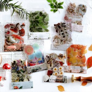 Clear Transparent Decorative Sticker - Leaf, Petal, Stationery, Mushroom, Ribbon
