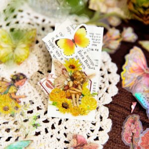 pet foil stamped stickers words butterfly flower fairy b2