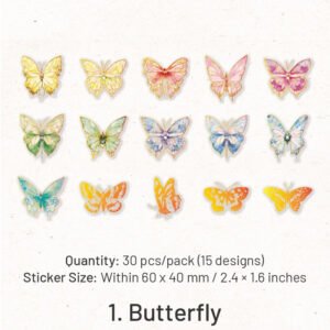 pet foil stamped stickers words butterfly flower fairy sku 1