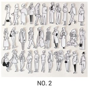 stamprints black and white simple girl sticker 5