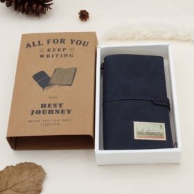 Blue Simple Leather Journal Set