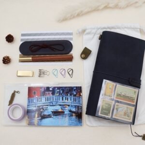 stamprints blue simple leather journal set 3