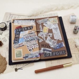 stamprints blue simple leather journal set 4