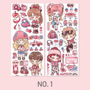 Cute Cartoon Girls Journal Washi Tape stamprints cute parade series cartoon characters tape 4