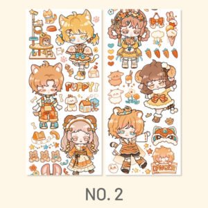 Cute Cartoon Girls Journal Washi Tape stamprints cute parade series cartoon characters tape 5