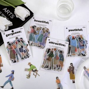 Fashion Girl People Theme Washi Sticker stamprints human ideal series cartoon character stickers 1