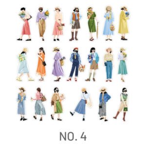 Fashion Girl People Theme Washi Sticker stamprints human ideal series cartoon character stickers 7