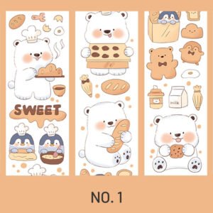 Cute Cartoon Animal White Bear Washi Tape stamprints polar bear diary series cartoon animal tape 4