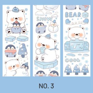 Cute Cartoon Animal White Bear Washi Tape stamprints polar bear diary series cartoon animal tape 6
