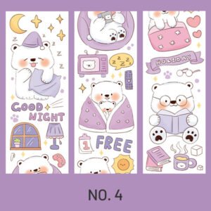 Cute Cartoon Animal White Bear Washi Tape stamprints polar bear diary series cartoon animal tape 7