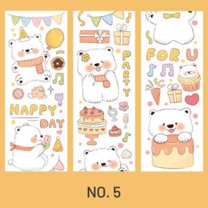 Cute Cartoon Animal White Bear Washi Tape stamprints polar bear diary series cartoon animal tape 8