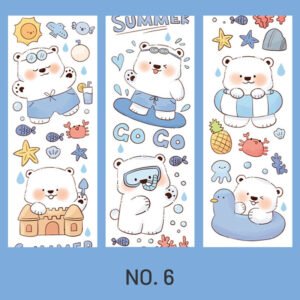 Cute Cartoon Animal White Bear Washi Tape stamprints polar bear diary series cartoon animal tape 9