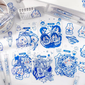 Cute Cartoon Blue Animal Clear Transparent Sticker