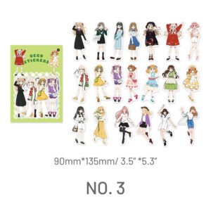 Cute Cartoon Character Washi Sticker Pack stamprints street style trendy cartoon character sticker 6