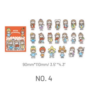 Cute Cartoon Character Washi Sticker Pack stamprints street style trendy cartoon character sticker 7