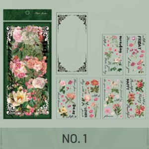 stamprints vintage plants flowers roses sticker pack 5