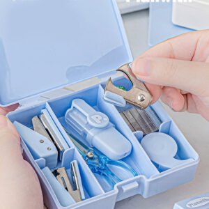 tool box with hole punch stapler scissors and storage 10