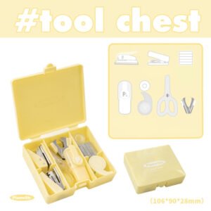 tool box with hole punch stapler scissors and storage 2