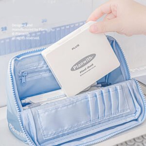tool box with hole punch stapler scissors and storage 7