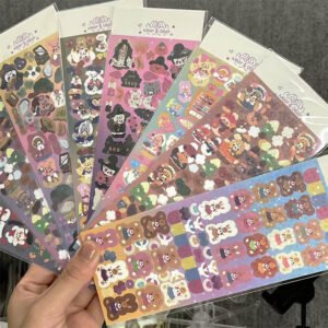 Bear Themed Animal Holographic Clear Transparent Stickers