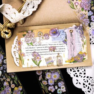 vintage 3d bronzing clear pet floral stickers waterproof dazzling flowers b3