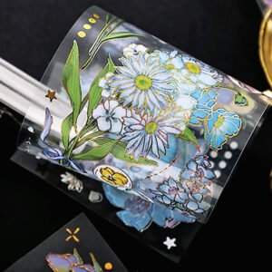 vintage 3d bronzing clear pet floral stickers waterproof dazzling flowers b4