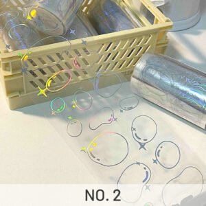 Clear Holographic Butterfly Bubble Clear Transparent Tape white ink bubble pet tape sku 2