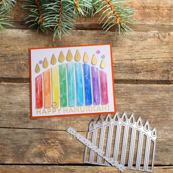Sumflying Candles Menorah Hanukkah Cutting Dies 3
