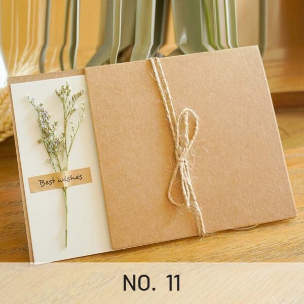 Vintage Kraft Dried Flower Greeting Card Thank You Card11 2000